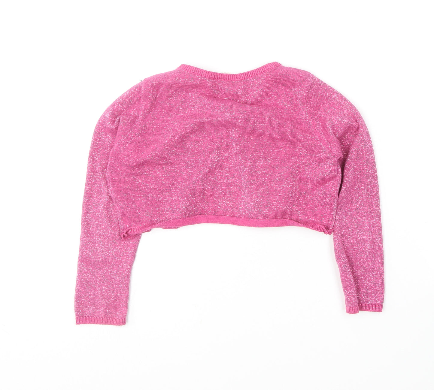 Monsoon Girls Pink Round Neck  Cotton Cardigan Jumper Size 7-8 Years