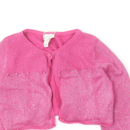Monsoon Girls Pink Round Neck  Cotton Cardigan Jumper Size 7-8 Years