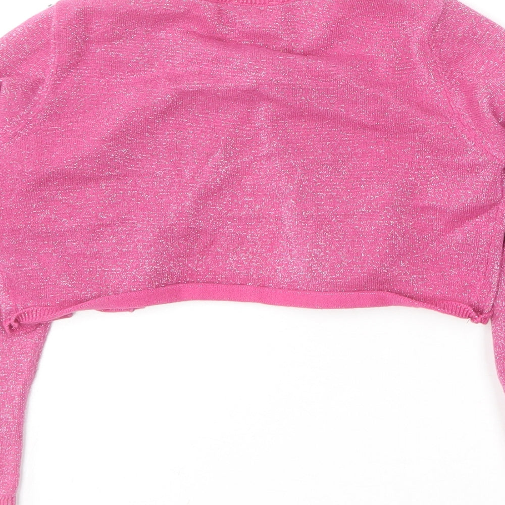 Monsoon Girls Pink Round Neck  Cotton Cardigan Jumper Size 7-8 Years