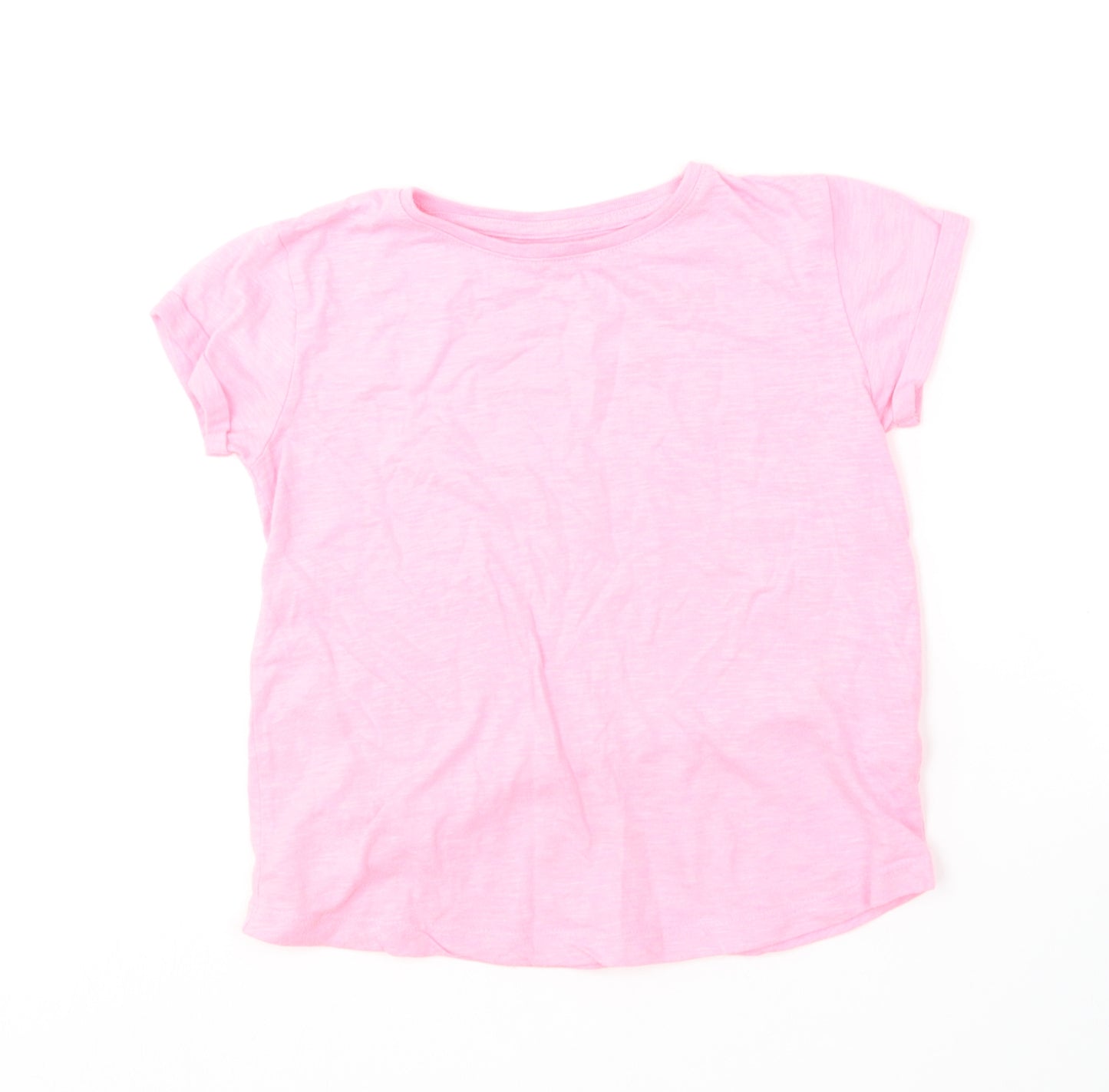 Dunnes Stores Girls Pink  Polyester Basic T-Shirt Size 8 Years Round Neck