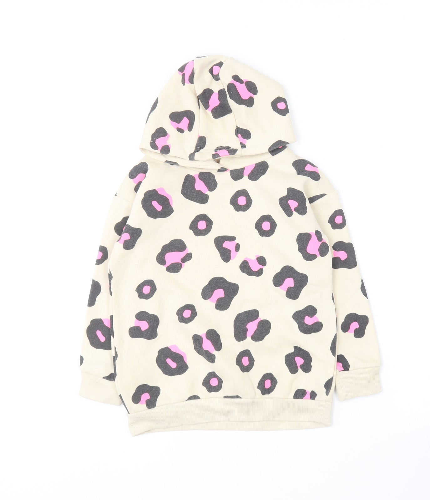 Dunnes Stores Girls Multicoloured Animal Print Polyester Pullover Hoodie Size 5-6 Years