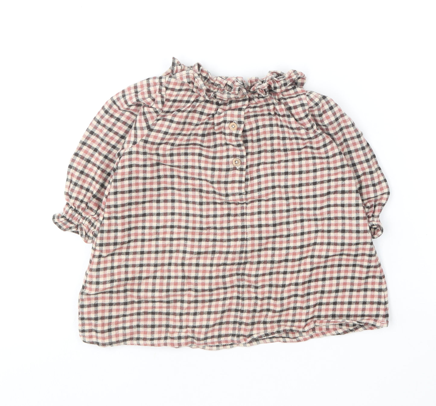 NEXT Baby Multicoloured Plaid Cotton Basic Blouse Size 6-9 Months Collared
