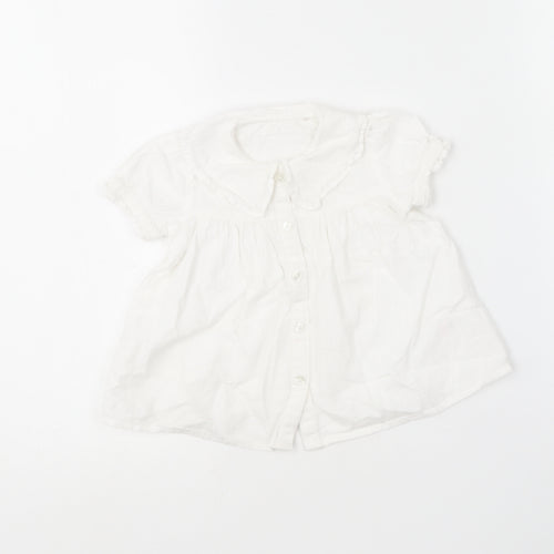 TU Girls White  Cotton Skater Dress  Size 6-9 Months  Collared