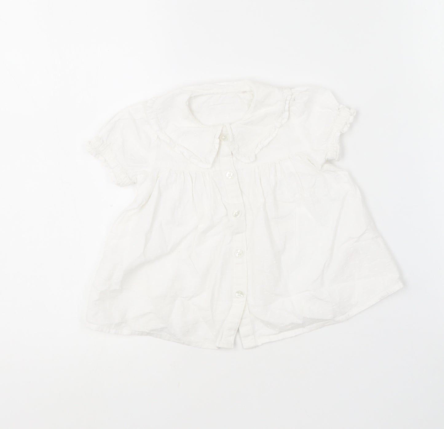 TU Girls White  Cotton Skater Dress  Size 6-9 Months  Collared