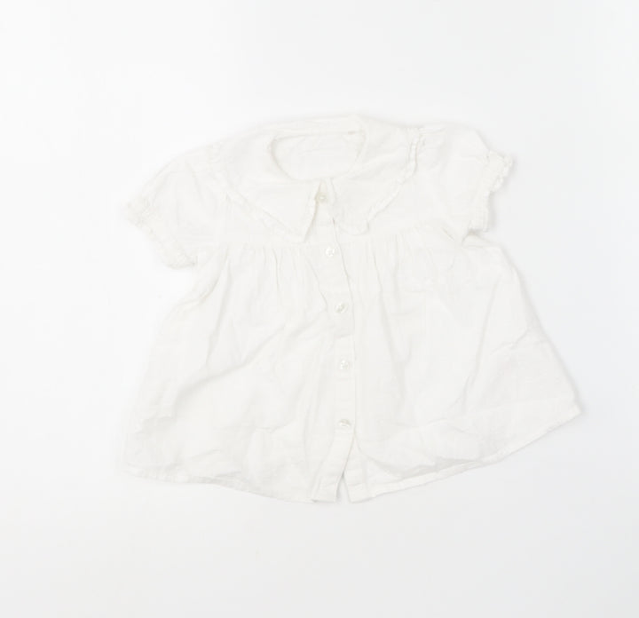 TU Girls White  Cotton Skater Dress  Size 6-9 Months  Collared