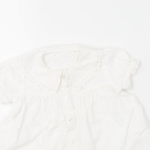 TU Girls White  Cotton Skater Dress  Size 6-9 Months  Collared