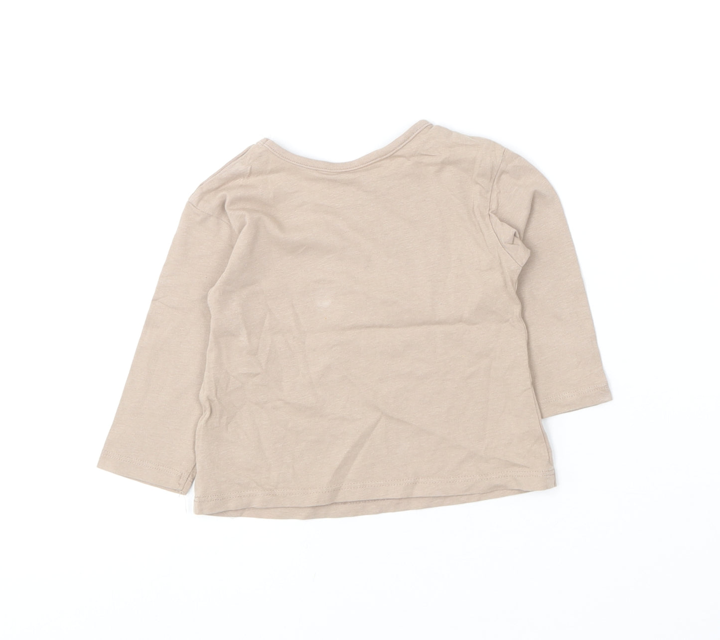 George Baby Brown  Cotton Basic T-Shirt Size 6-9 Months Round Neck
