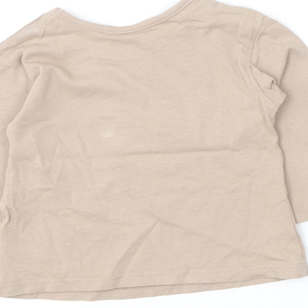 George Baby Brown  Cotton Basic T-Shirt Size 6-9 Months Round Neck
