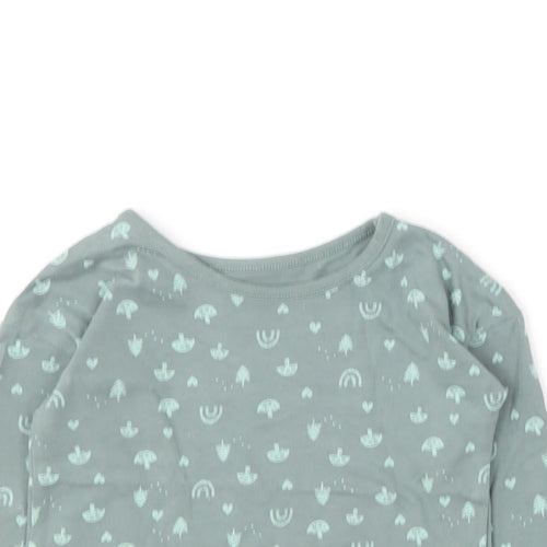 George Baby Green Geometric Cotton Basic T-Shirt Size 6-9 Months Round Neck