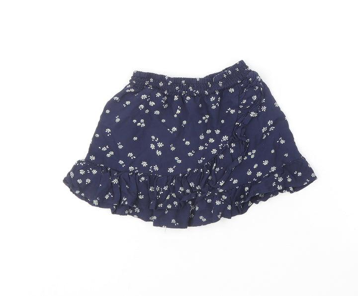 NEXT Girls Blue Floral Viscose Skater Skirt Size 3 Years Regular
