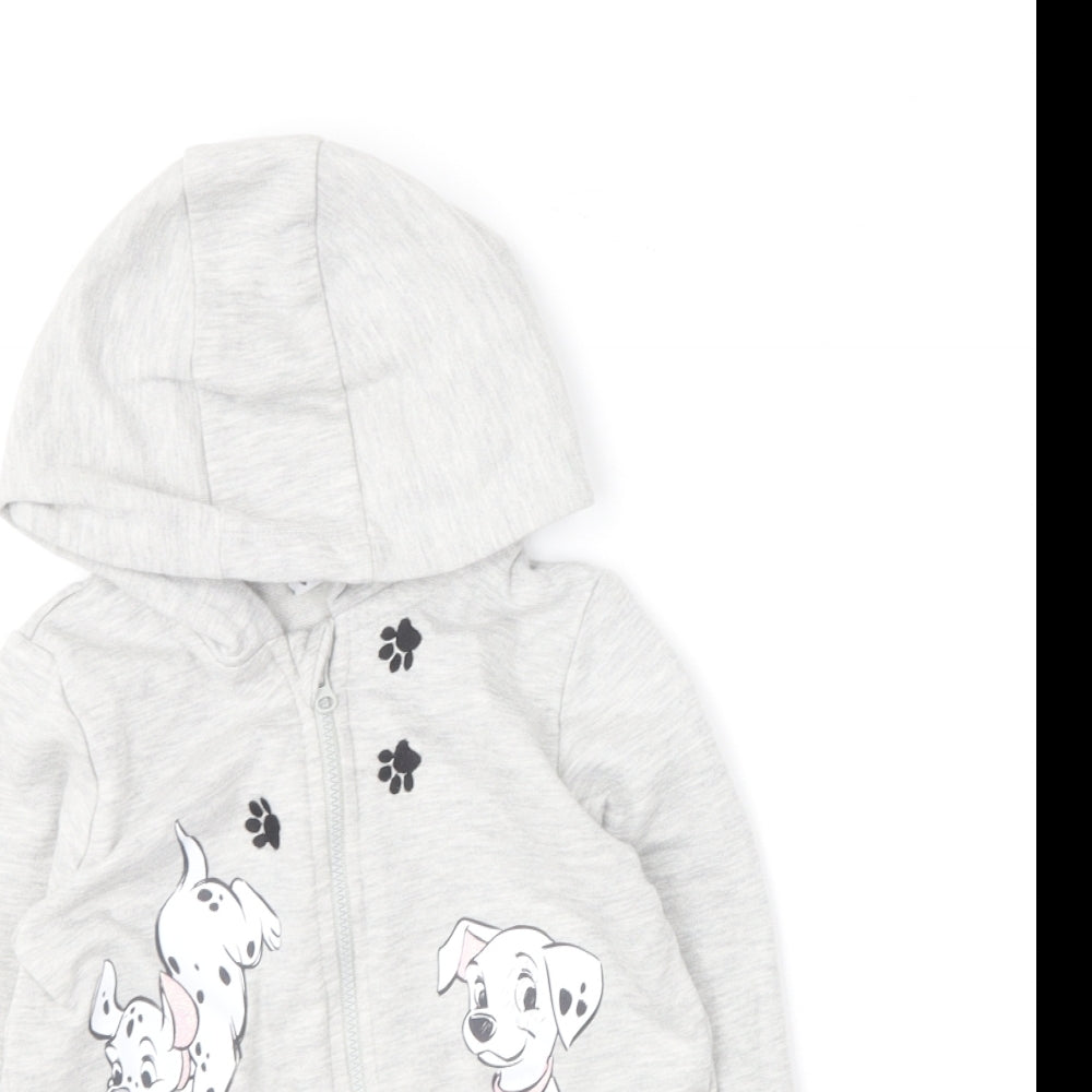 George Girls Grey  Polyester Full Zip Hoodie Size 2-3 Years   - 101 Dalmatians