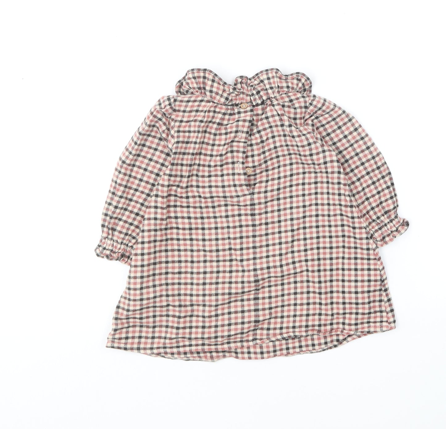 NEXT Girls Multicoloured Plaid Cotton Skater Dress  Size 9-12 Months  Collared
