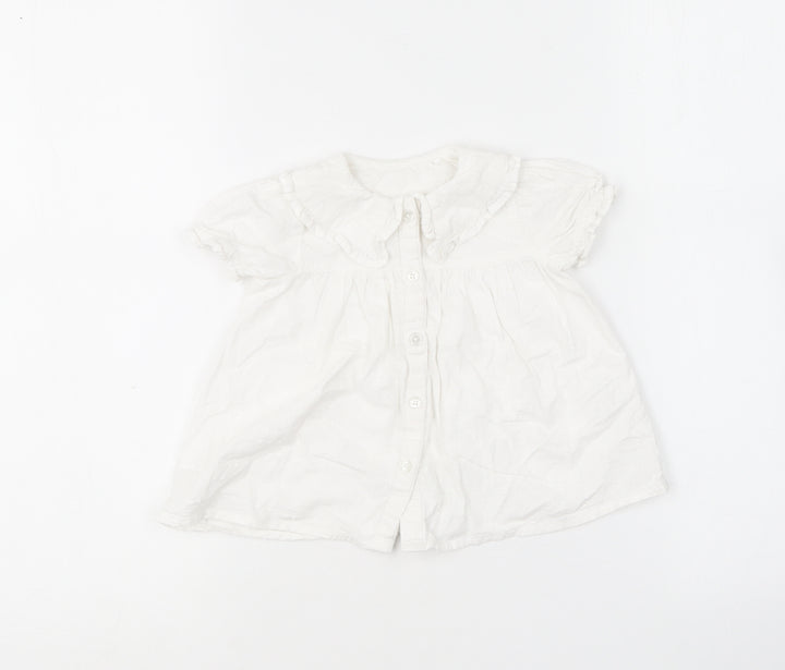 TU Girls White Cotton Skater Dress Size 6-9 Months Collared