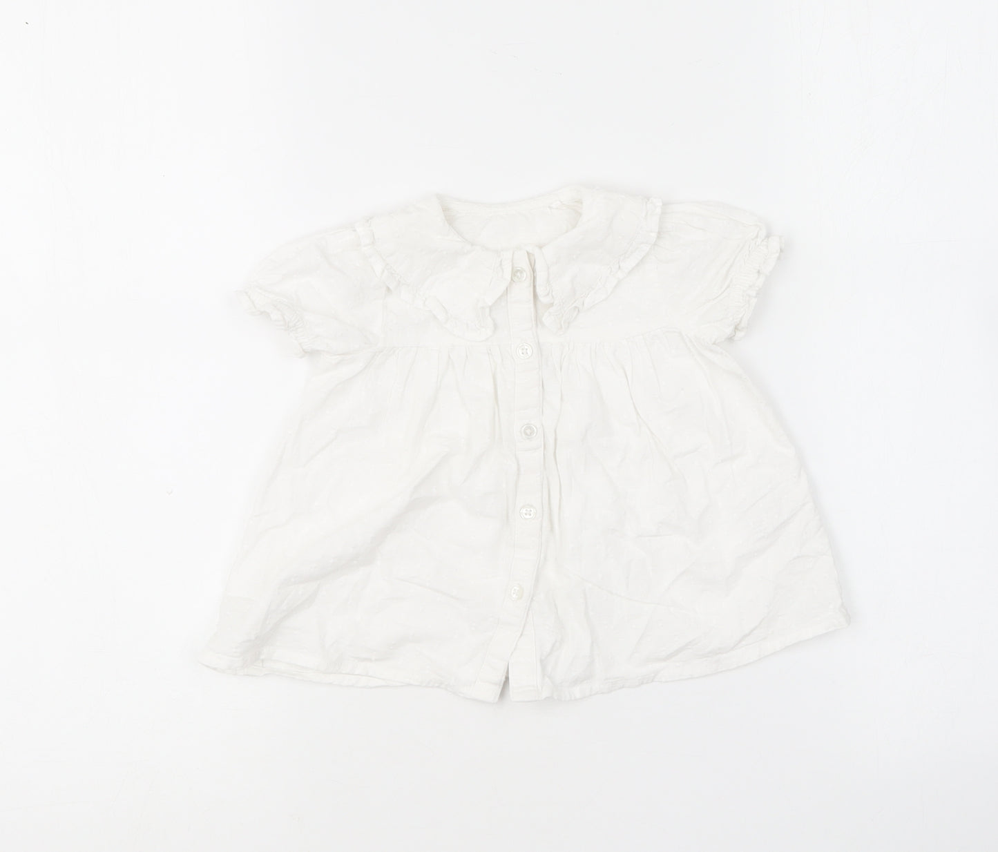 TU Girls White  Cotton Skater Dress  Size 6-9 Months  Collared