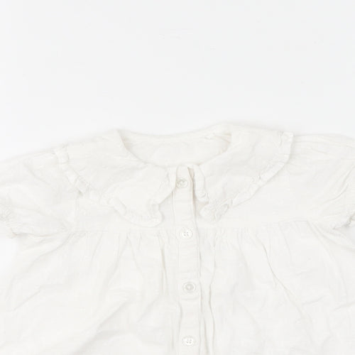 TU Girls White  Cotton Skater Dress  Size 6-9 Months  Collared