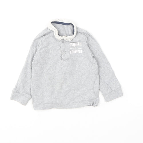 Mothercare Boys Grey  Cotton Basic Polo Size 9-12 Months Collared