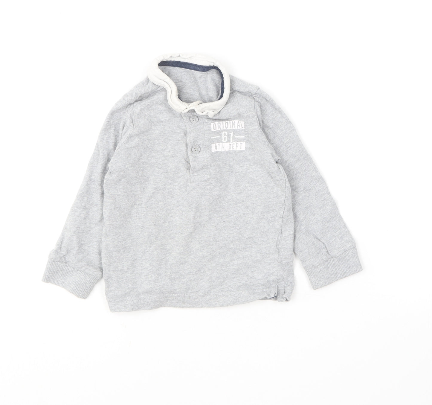 Mothercare Boys Grey  Cotton Basic Polo Size 9-12 Months Collared