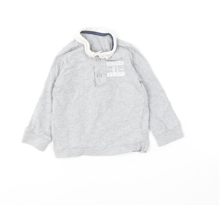 Mothercare Boys Grey  Cotton Basic Polo Size 9-12 Months Collared