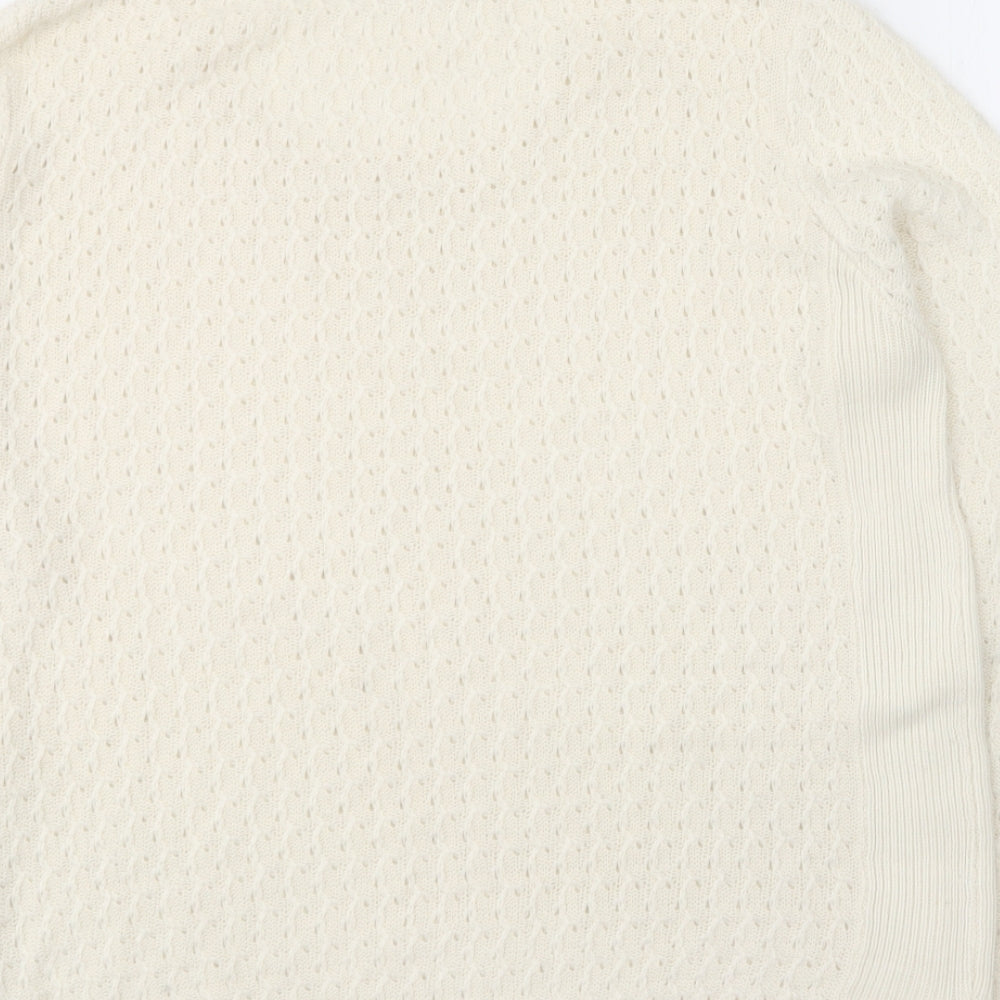 EWM Womens Ivory Round Neck  Acrylic Pullover Jumper Size S