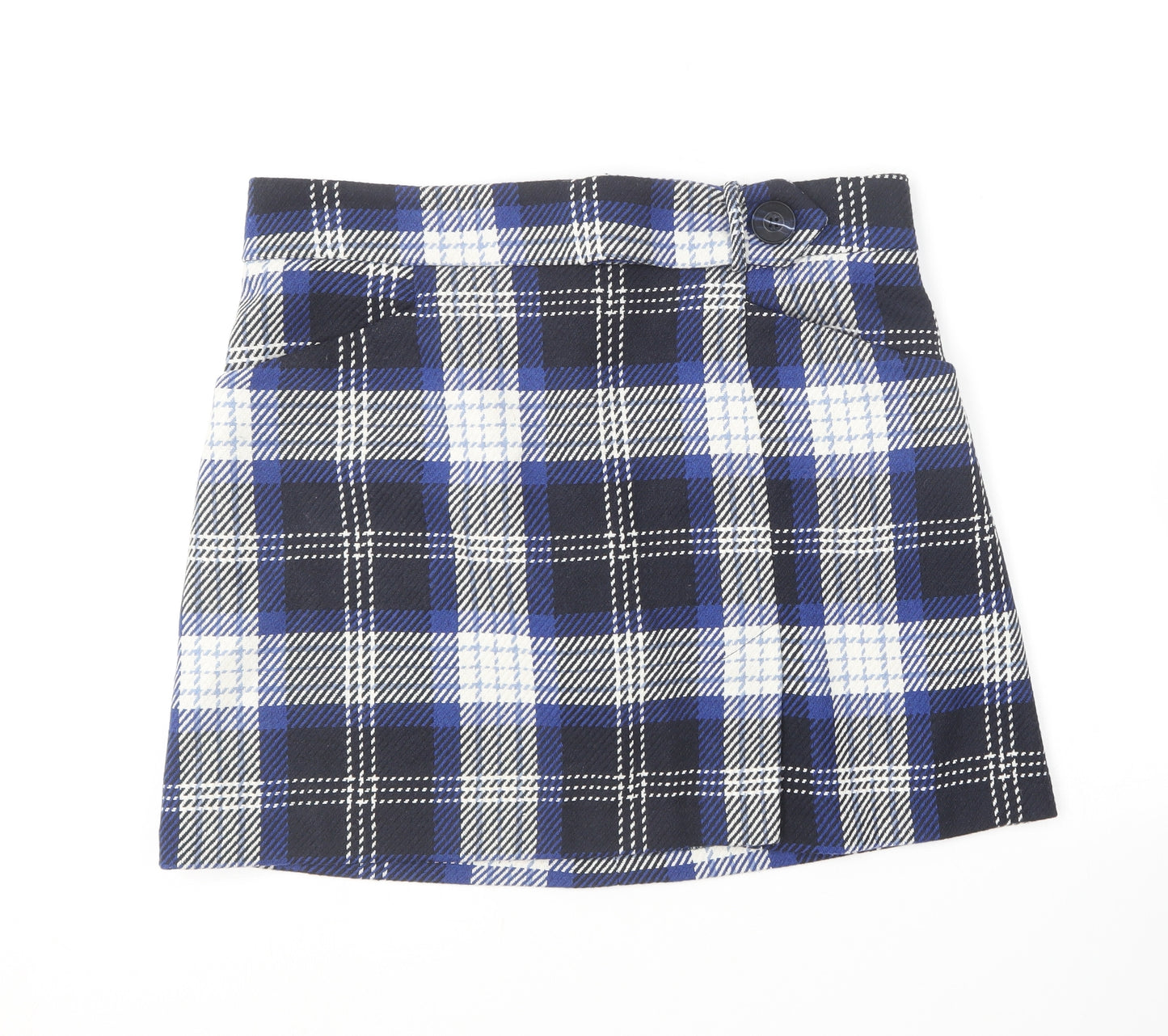 TU Womens Blue Plaid Polyester Mini Skirt Size 16