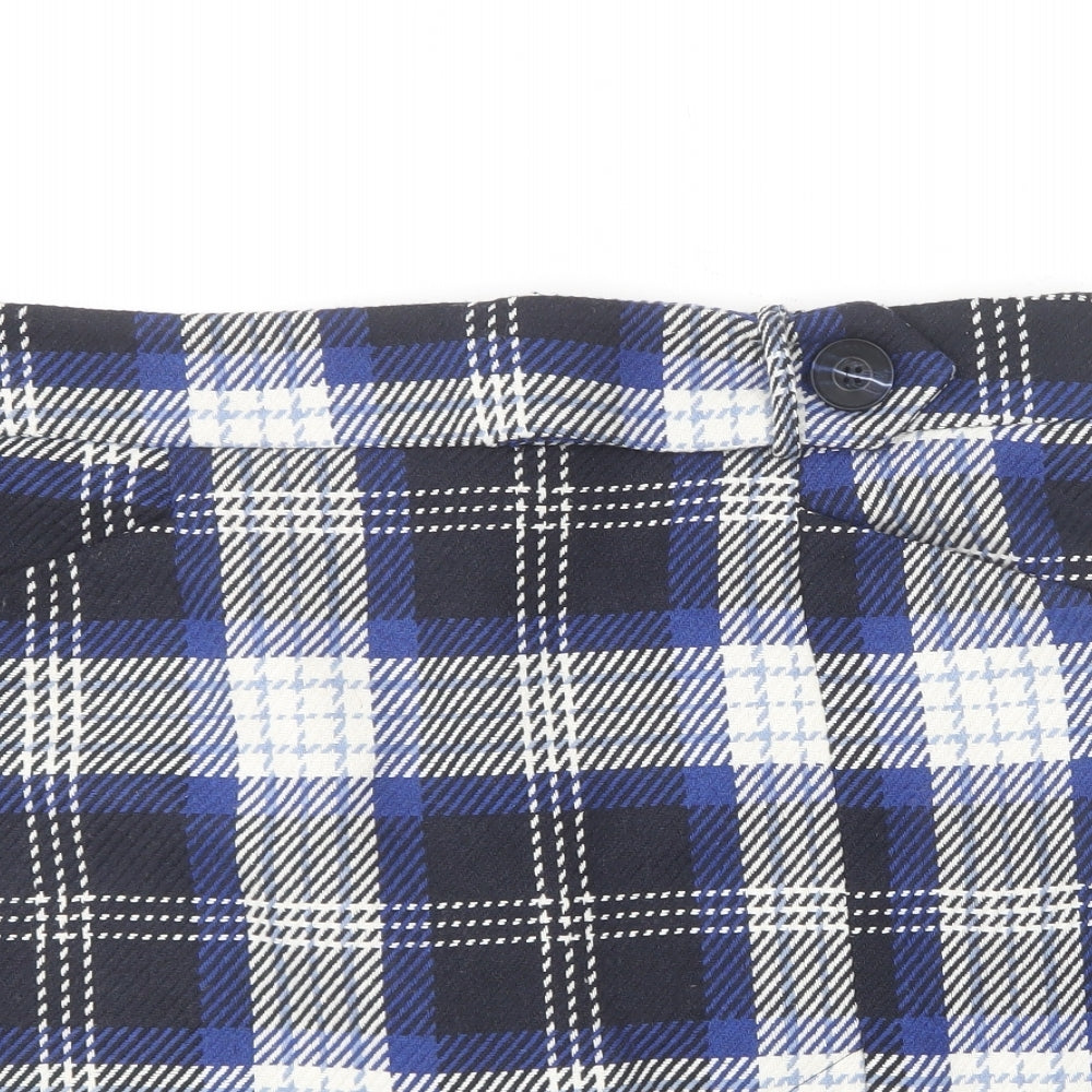 TU Womens Blue Plaid Polyester Mini Skirt Size 16