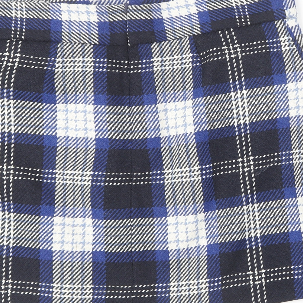 TU Womens Blue Plaid Polyester Mini Skirt Size 16