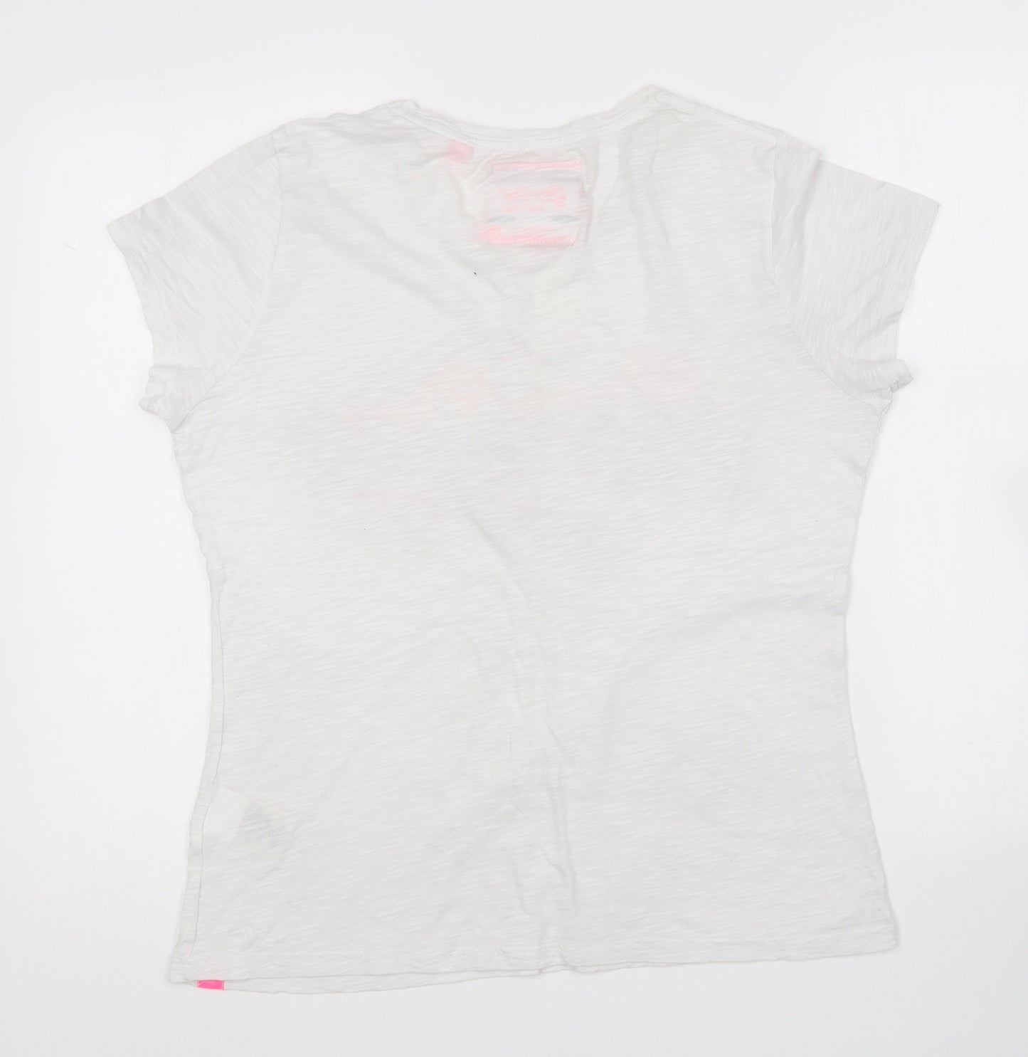 Superdry Womens White  Cotton Basic T-Shirt Size XL Round Neck