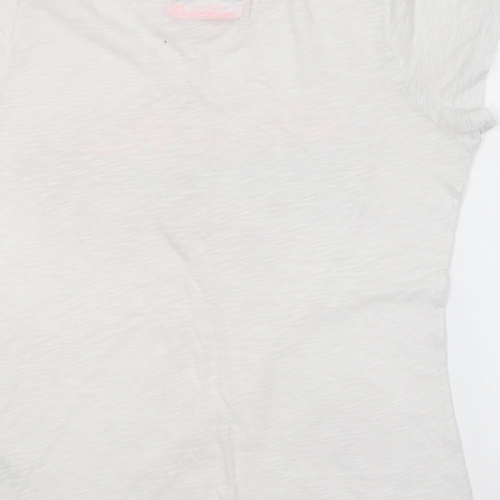 Superdry Womens White  Cotton Basic T-Shirt Size XL Round Neck