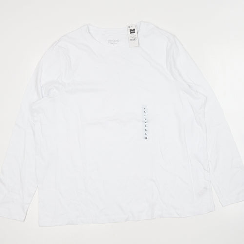 Dunnes Stores Womens White  Cotton Basic T-Shirt Size L Round Neck