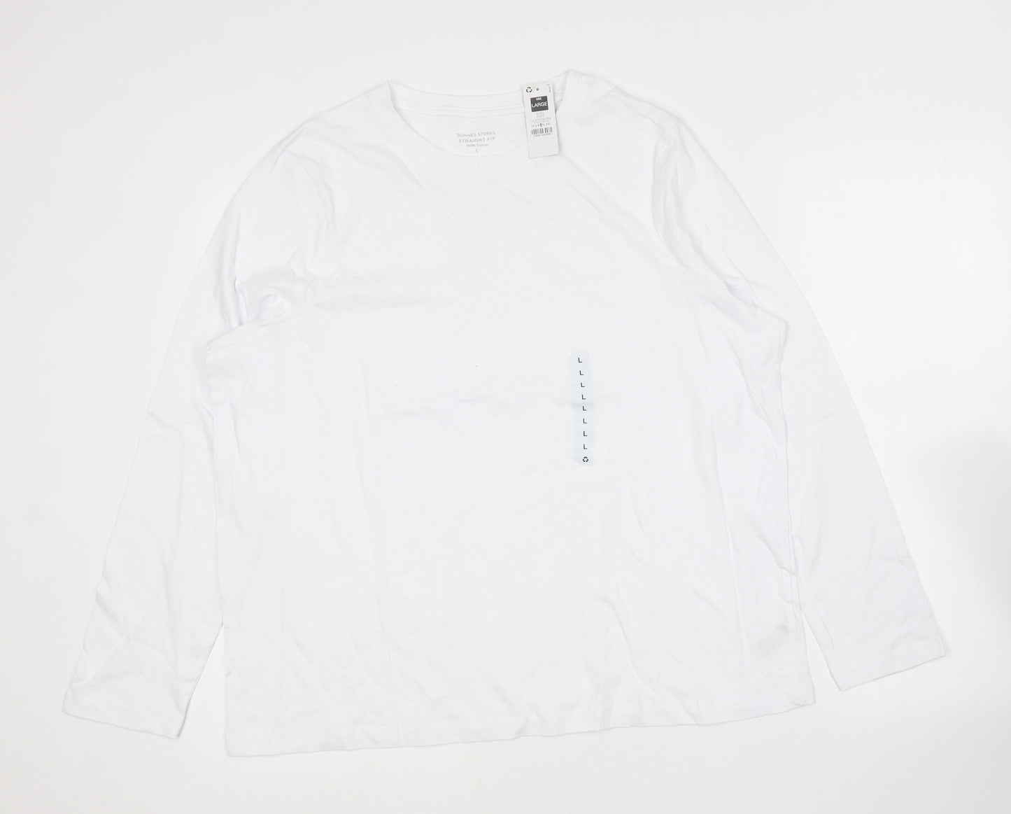 Dunnes Stores Womens White  Cotton Basic T-Shirt Size L Round Neck