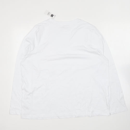 Dunnes Stores Womens White  Cotton Basic T-Shirt Size L Round Neck