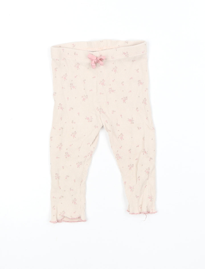 Matalan Girls Pink Floral Cotton Jogger Leggings Size 6-9 Months