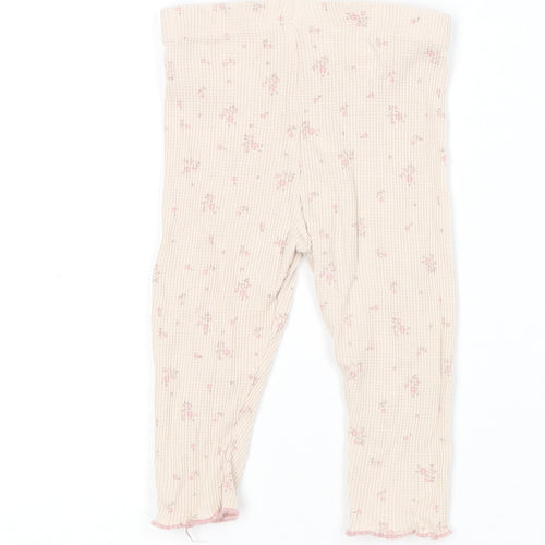 Matalan Girls Pink Floral Cotton Jogger Leggings Size 6-9 Months