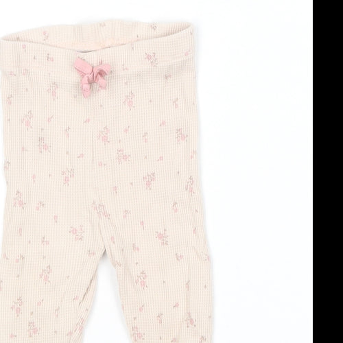 Matalan Girls Pink Floral Cotton Jogger Leggings Size 6-9 Months