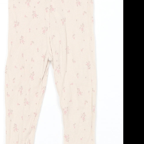 Matalan Girls Pink Floral Cotton Jogger Leggings Size 6-9 Months