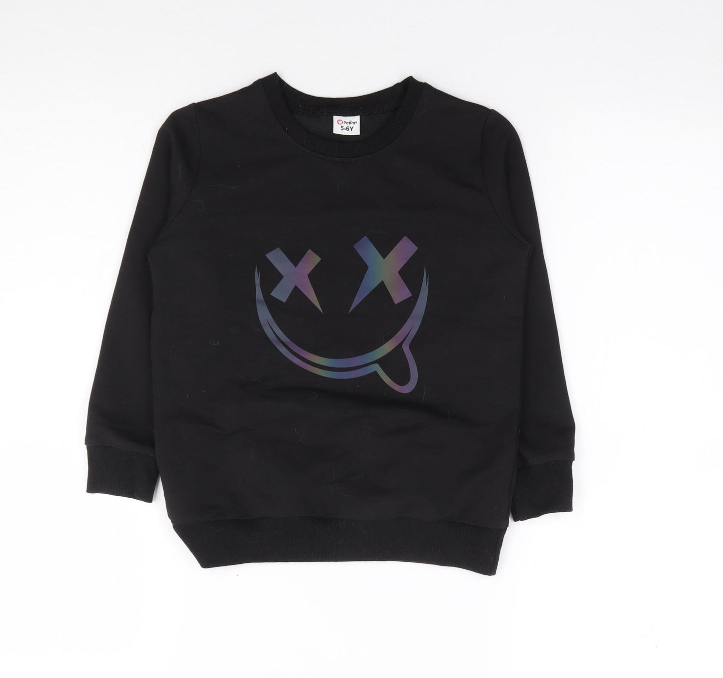 Pat Pat  Boys Black  Cotton Pullover Sweatshirt Size 5-6 Years  Pullover