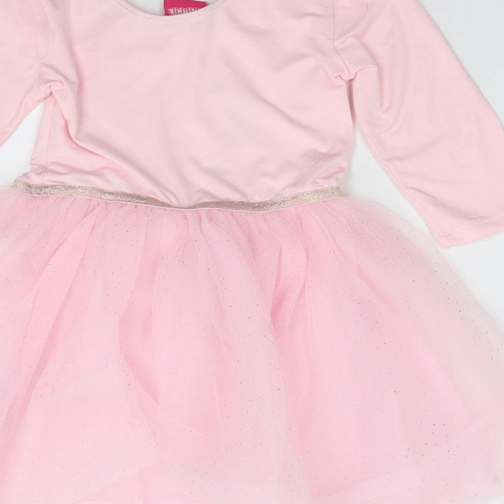 Minnie Mouse Girls Pink  Polyester Tutu Dress  Size 5-6 Years  Round Neck Pullover