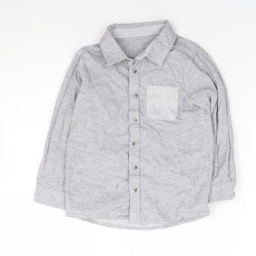Matalan Boys Grey  100% Cotton Jersey Button-Up Size 4-5 Years Collared Button