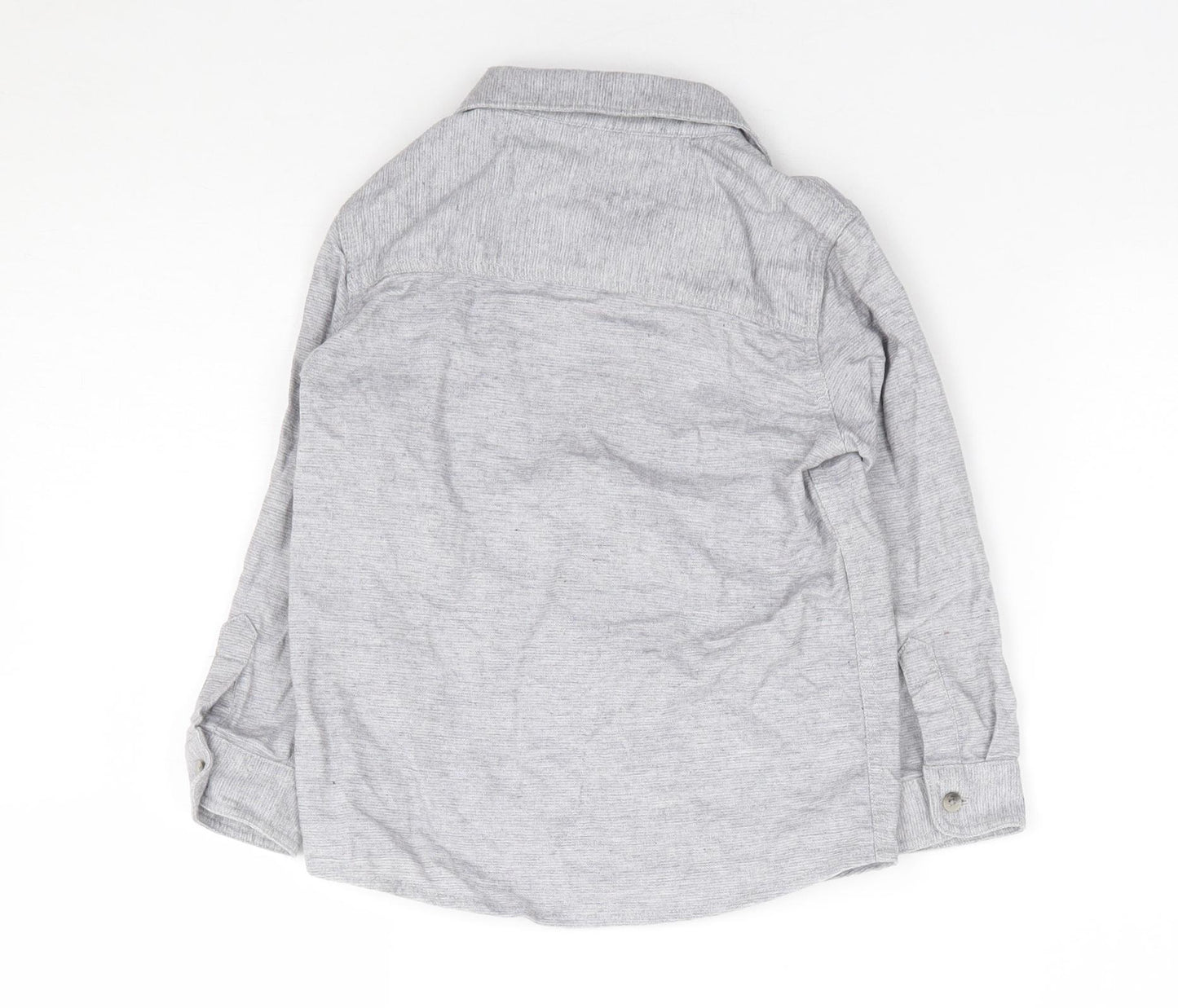 Matalan Boys Grey  100% Cotton Jersey Button-Up Size 4-5 Years Collared Button