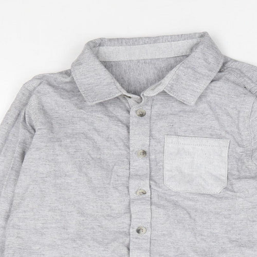 Matalan Boys Grey  100% Cotton Jersey Button-Up Size 4-5 Years Collared Button