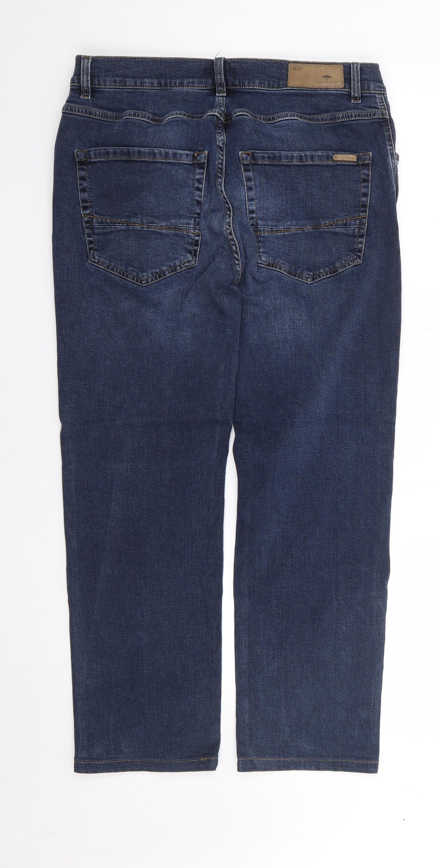 Fynch Hatton  Mens Blue  Cotton Straight Jeans Size 32 L28 in Regular Zip