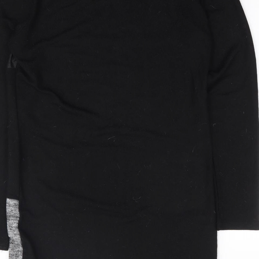 Metrofive Womens Black Round Neck  Viscose Tunic Jumper Size L