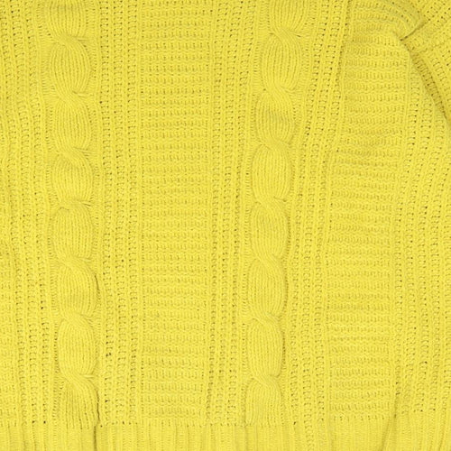 Yssica Womens Yellow Crew Neck  Polyester Pullover Jumper Size S
