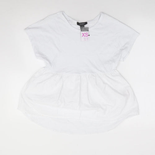 Primark  Womens Ivory  100% Cotton Jersey T-Shirt Size XS Round Neck