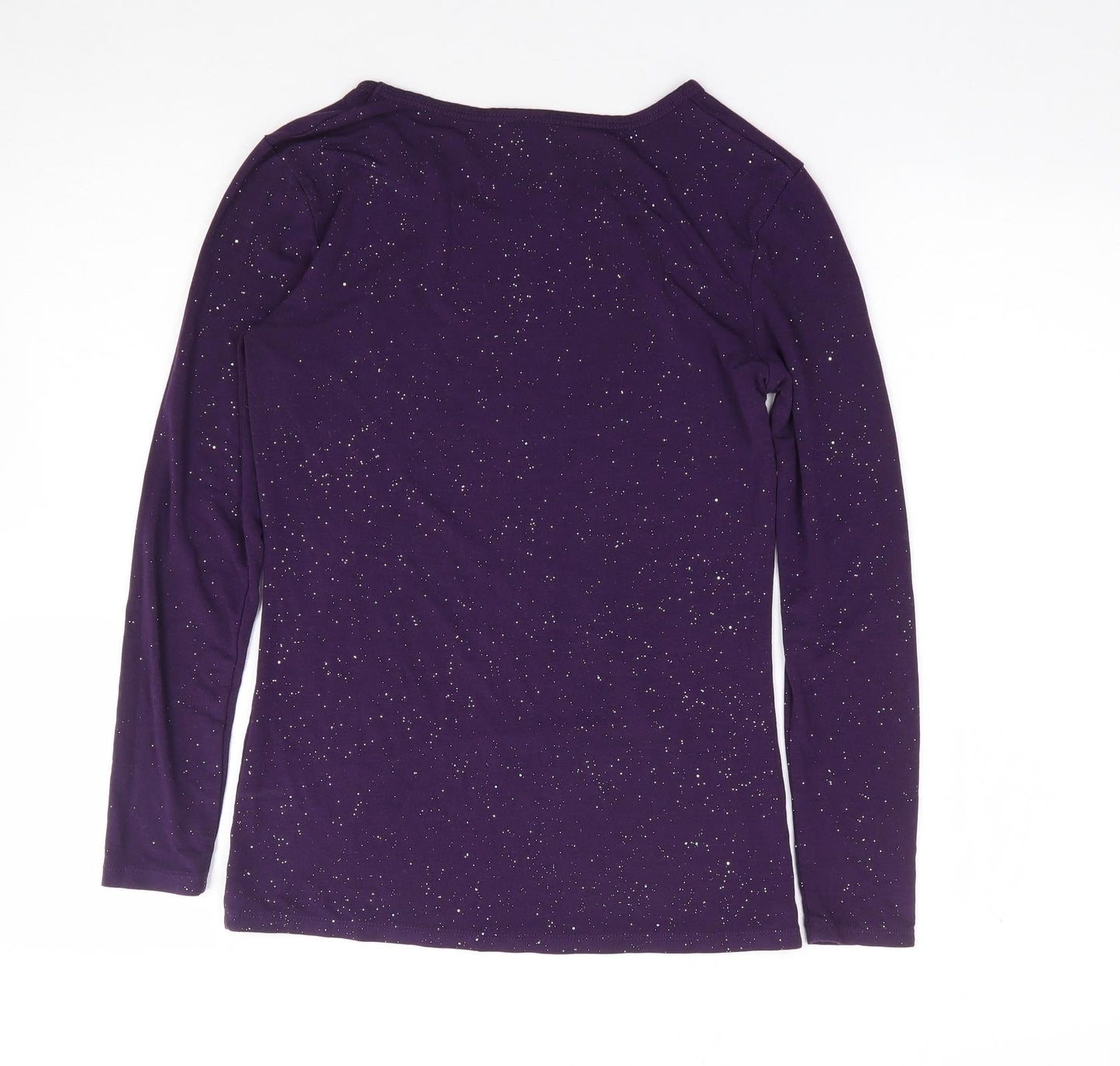 Tu  Womens Purple  Acrylic Jersey T-Shirt Size 8 Round Neck