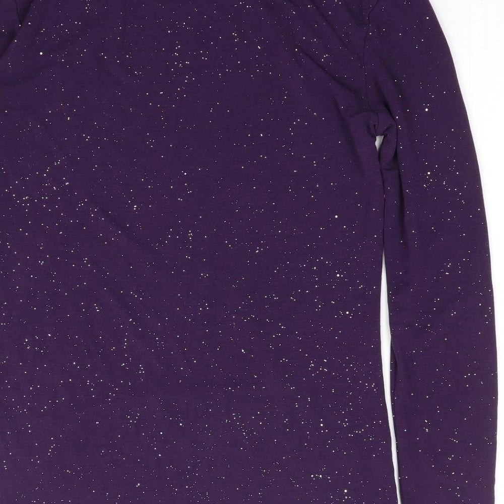 Tu  Womens Purple  Acrylic Jersey T-Shirt Size 8 Round Neck