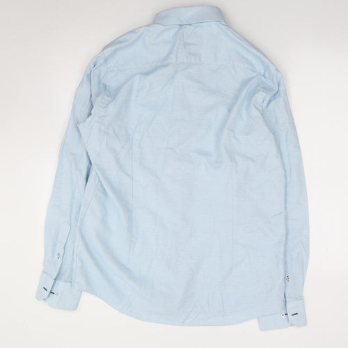 Bruun & Stengade Mens Blue  Cotton  Button-Up Size 42 Collared Button