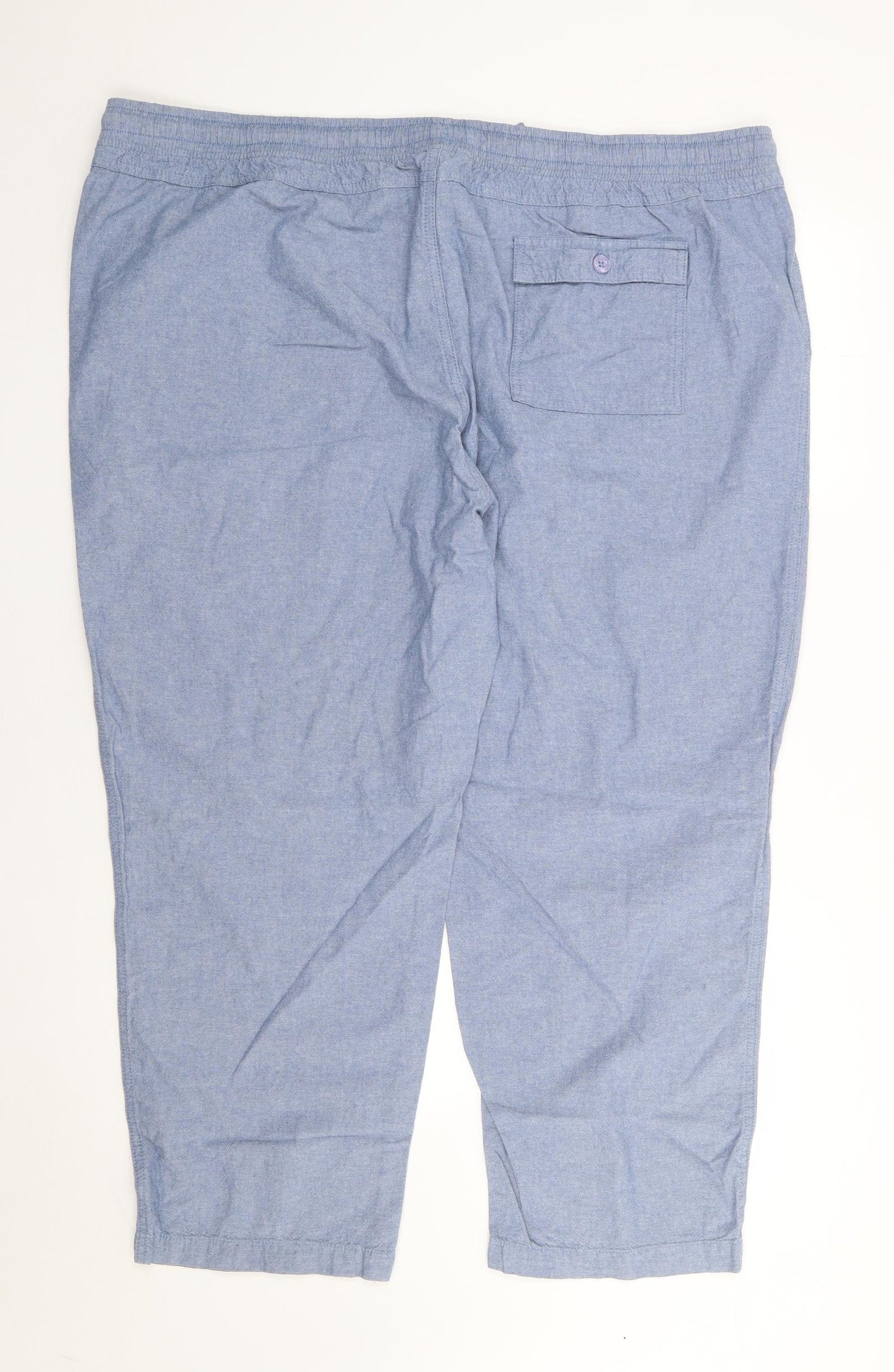 Cotton Traders Womens Blue  Cotton Trousers  Size 3XL L28 in Regular Drawstring