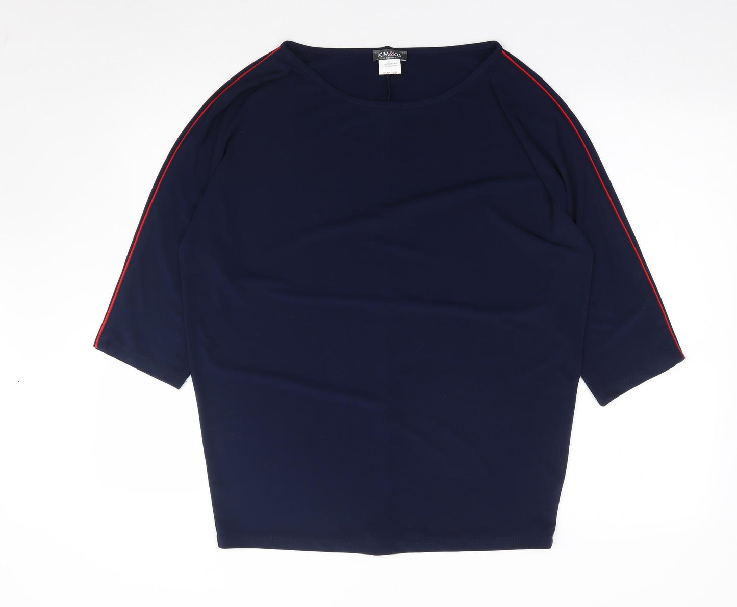 Kim & Co Womens Blue  Polyester Jersey T-Shirt Size M Boat Neck