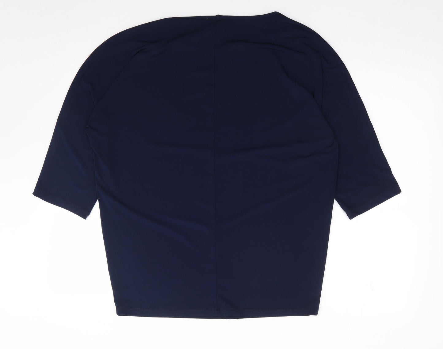 Kim & Co Womens Blue  Polyester Jersey T-Shirt Size M Boat Neck